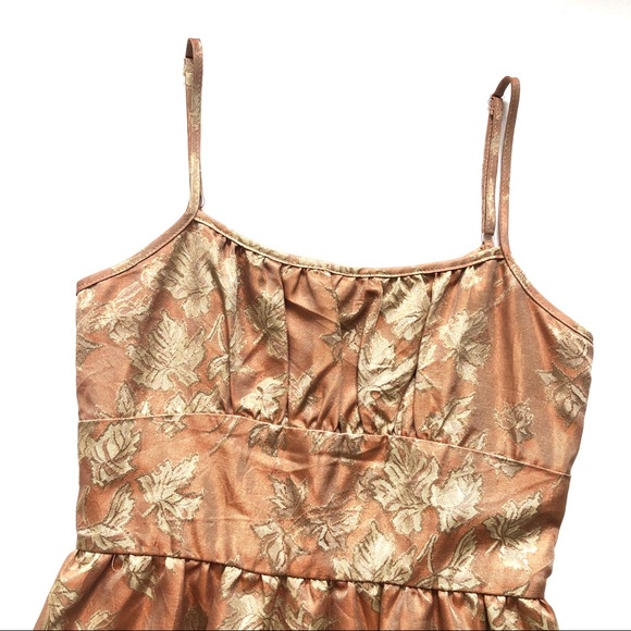 4 Anthropologie Molly New York Gold Leaf Dress - Picture 4 of 10